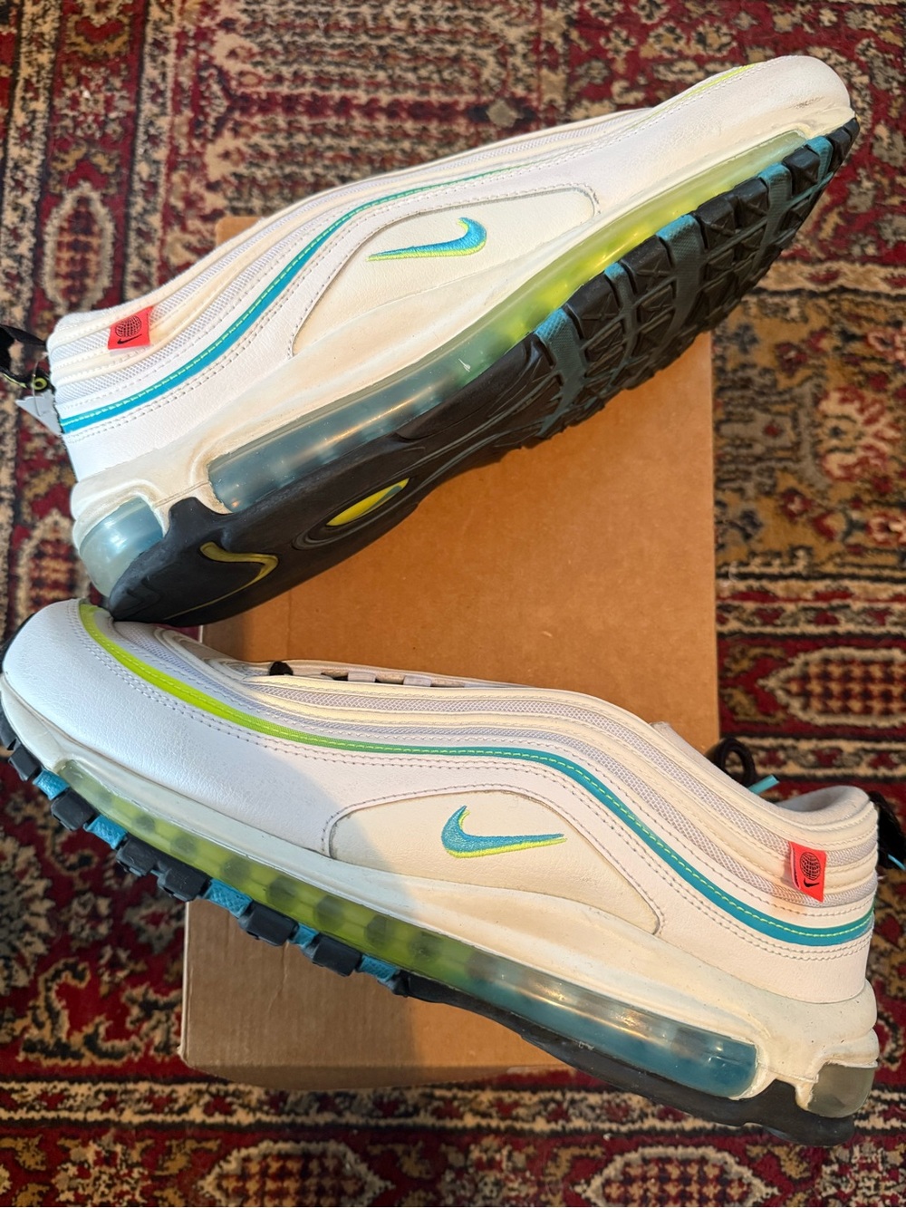 Nike Air Max 97 Worldwide- Sneakers with Teal and Lime Accents